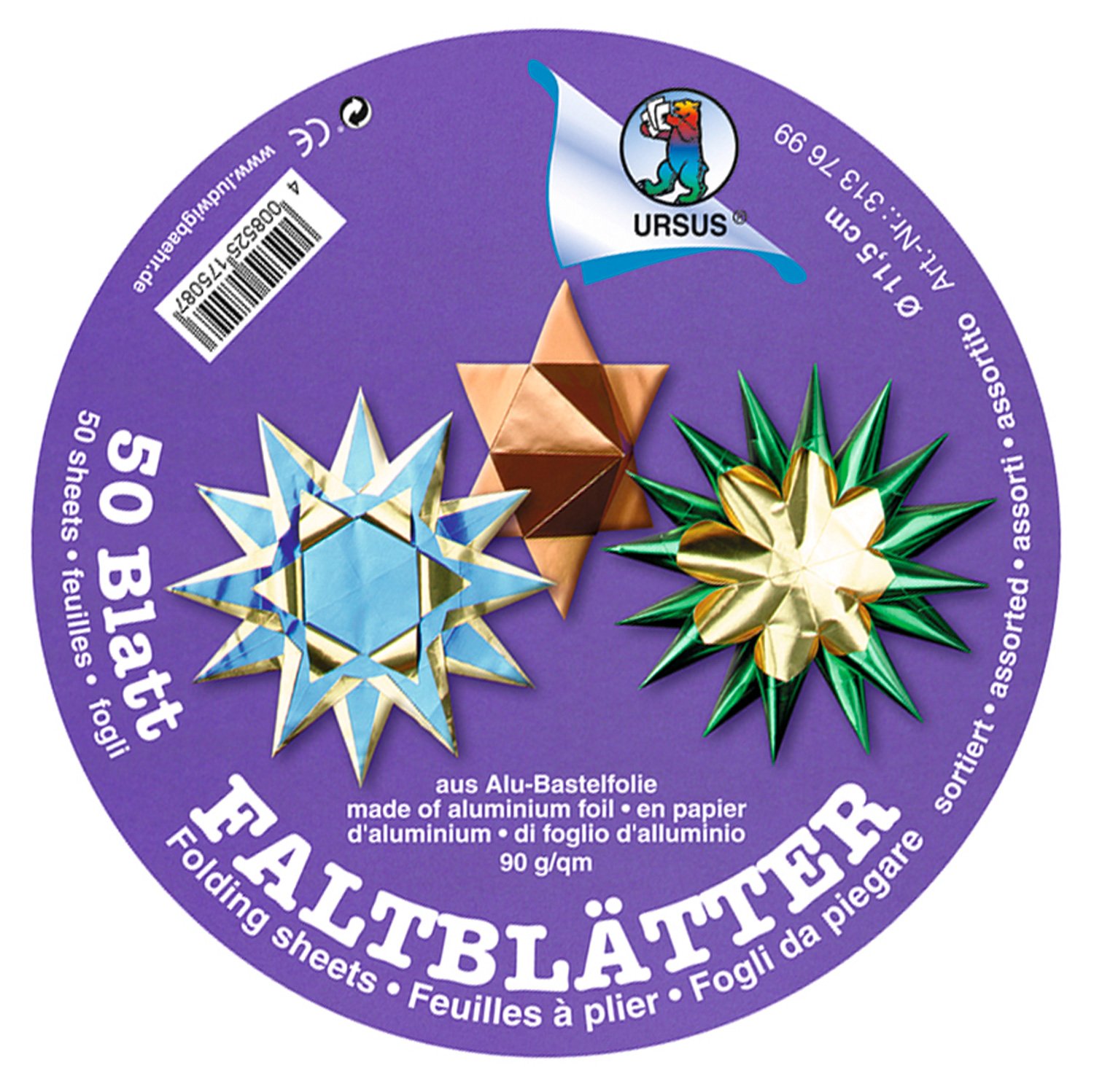 ursus-faltbl-tter-alu-mit-sternchenpr-gung-17-5-cm-90-g-qm-50-blatt-10-farben image 4