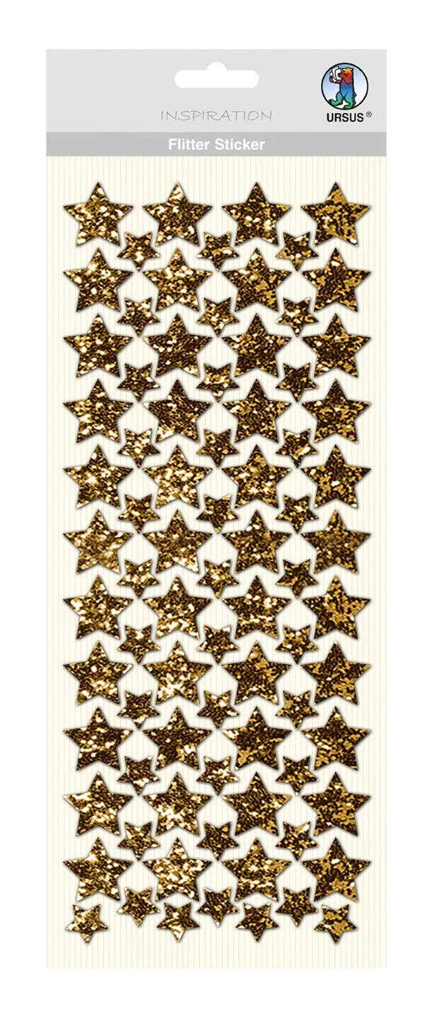 ursus-flitter-sticker-stern-gold-12-x-29-cm-selbstklebende-folienstoff-sticker image 1
