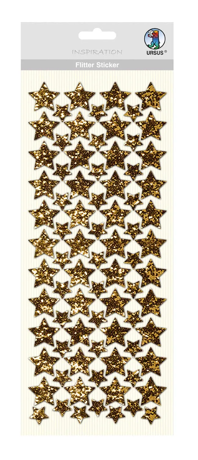ursus-flitter-sticker-stern-gold-12-x-29-cm-selbstklebende-folienstoff-sticker image 1