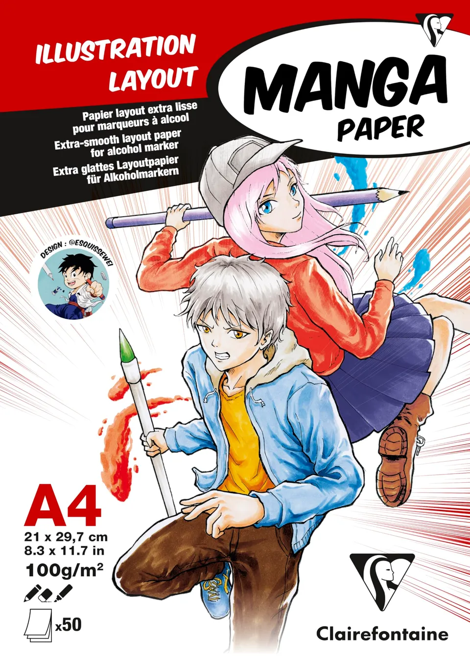 clairefontaine-94042c-layoutblock-manga-a4-50-blatt-100g-wei-alkoholmarkerfest image 1