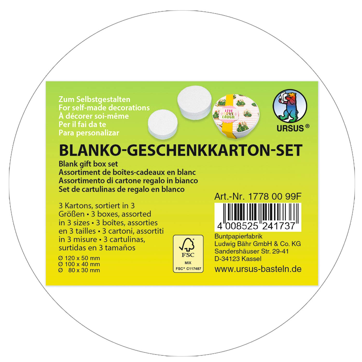 ursus-geschenkkartonset-mini-rund-blanko-3-kartons-wei image 2