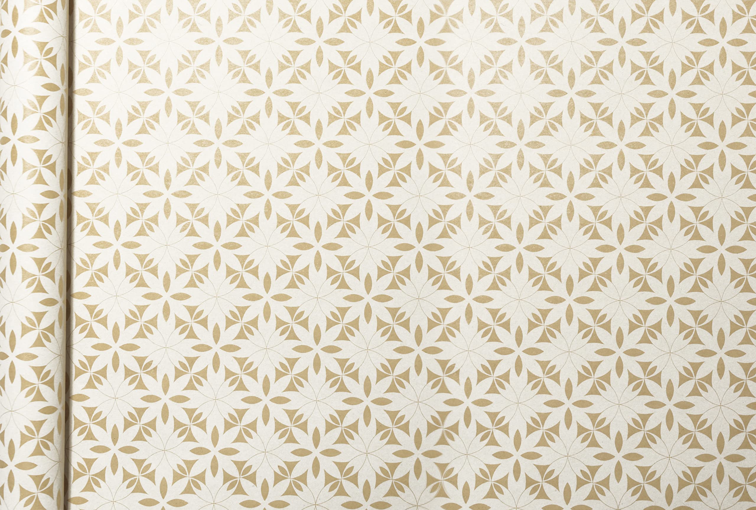 clairefontaine-tiny-rolls-geschenkpapier-kraft-blumen-gold-wei-5m-x-0-35m image 5