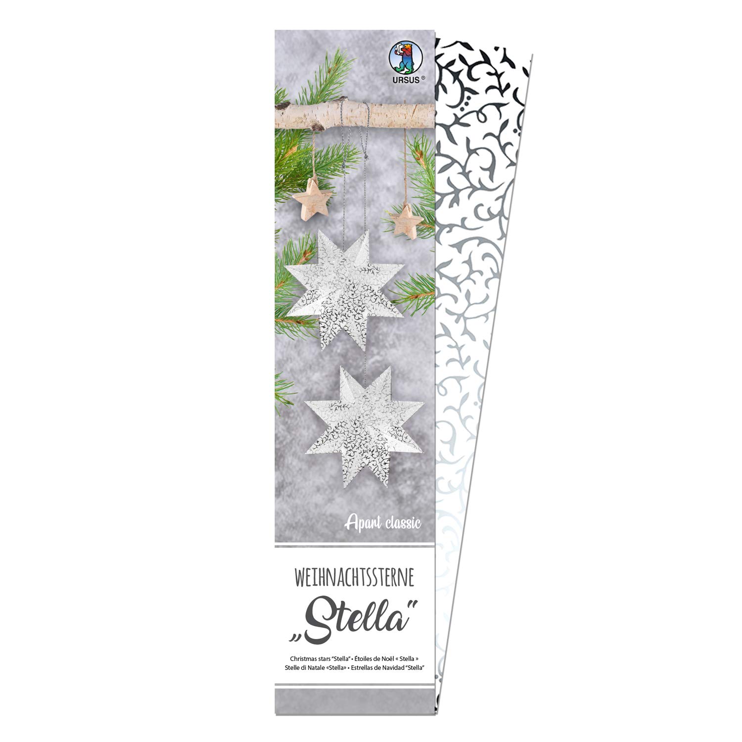 ursus-weihnachtsstern-stella-apart-classic-faltstern-set-wei-silber-folie image 1