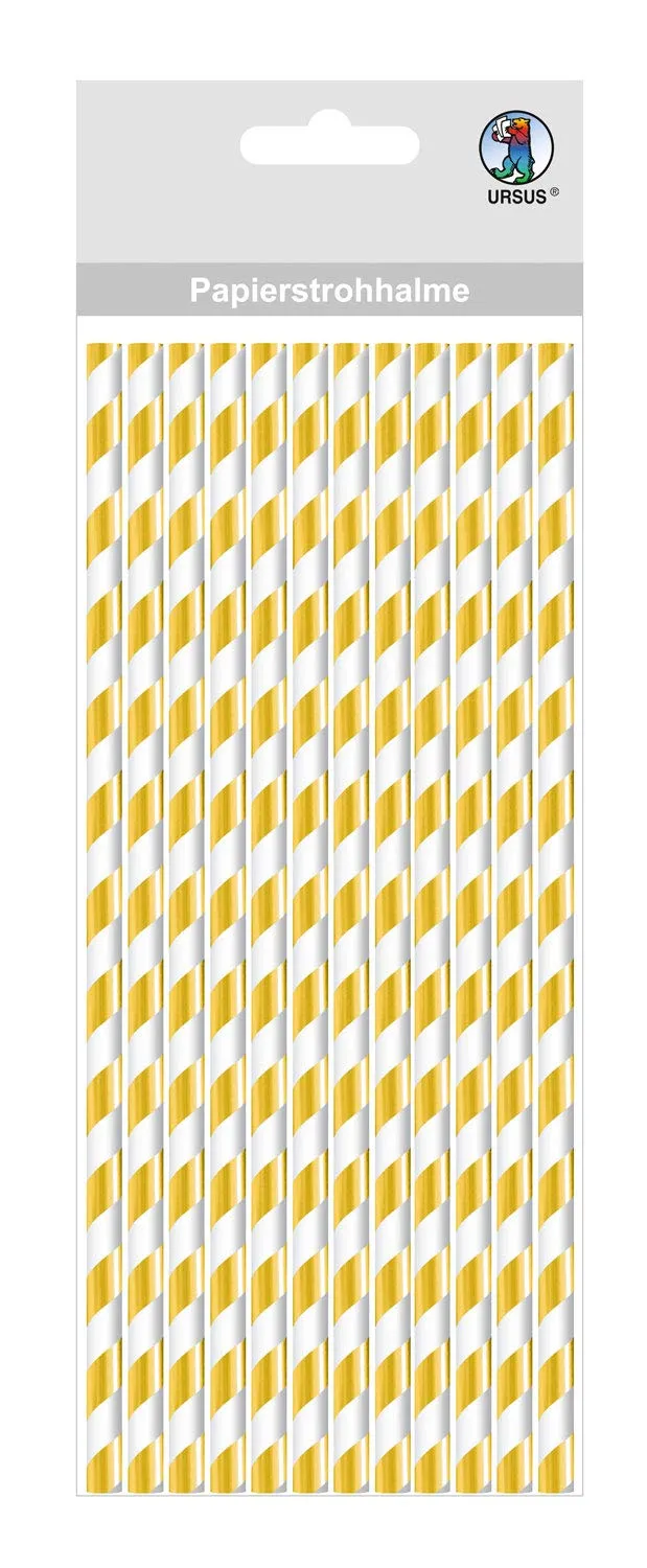 ursus-56850003-papierstrohhalme-mit-streifen-gold-folie-gr-e-s-19-5-cm-24-st-ck image 1