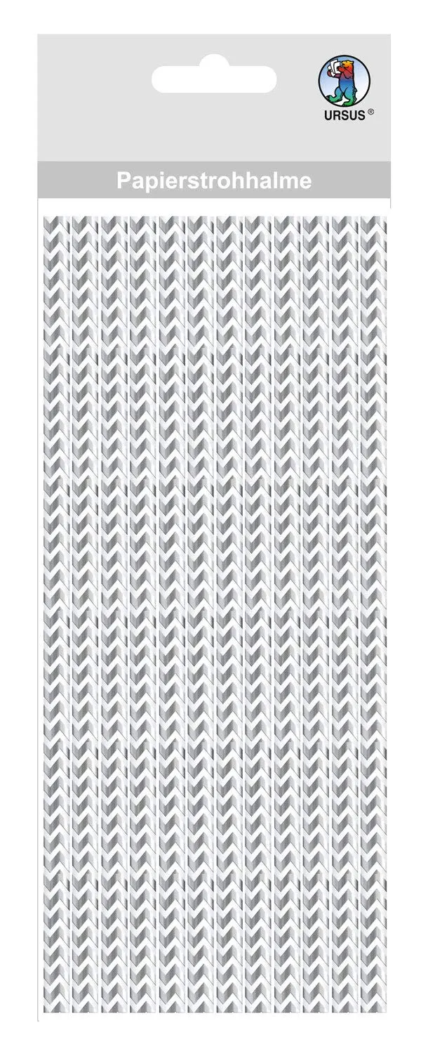 ursus-56850008-papierstrohhalme-mit-chevron-silber-gr-e-s-19-5-cm-24-st-ck-mit-f image 1