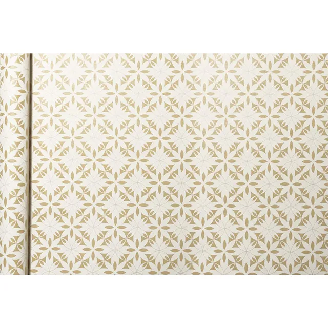 clairefontaine-tiny-rolls-geschenkpapier-kraft-blumen-gold-wei-5m-x-0-35m image 1