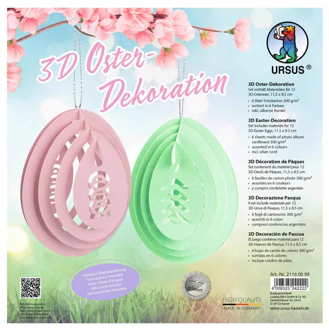 ursus-3d-oster-dekoration-12-ostereier-in-6-farben-11-5-x-8-5-cm image 1