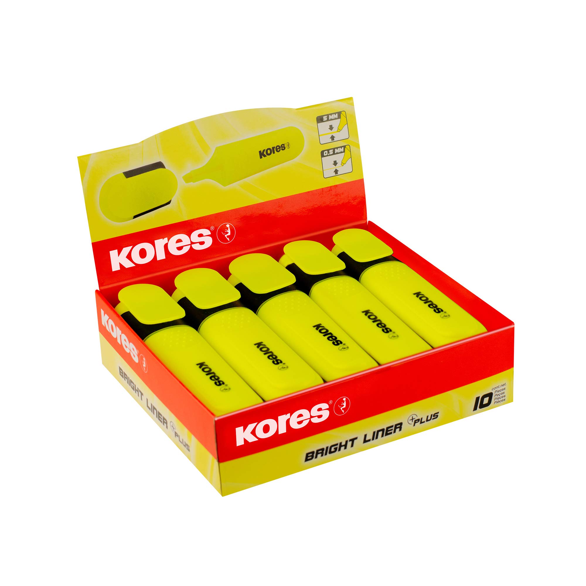 kores-bright-liner-plus-textmarker-gelb-keilspitze-10er-pack image 3