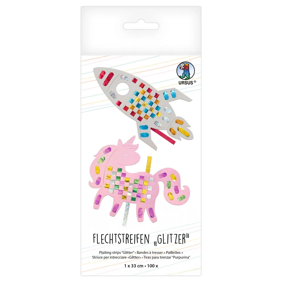 ursus-570-00-99-flechtstreifen-glitzer-hologrammfolie-1x33-cm-100-streifen-selbs image 1