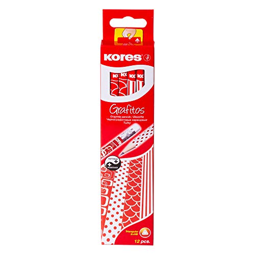 kores-grafitos-bleistifte-hb-12-st-ck-wei-rot-retro-design-mit-radierer image 4