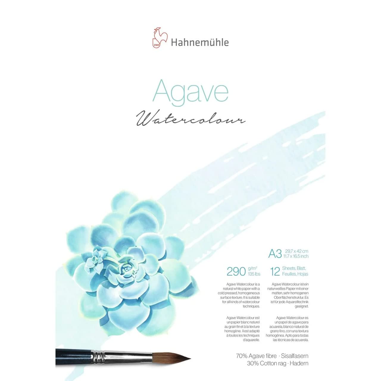 hahnem-hle-agave-watercolour-aquarellpapier-a4-290-g-m-naturwei image 6