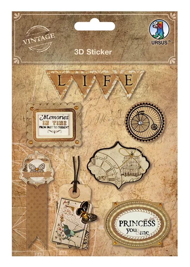 ursus-40540001-3d-sticker-life-vintage-selbstklebend image 1