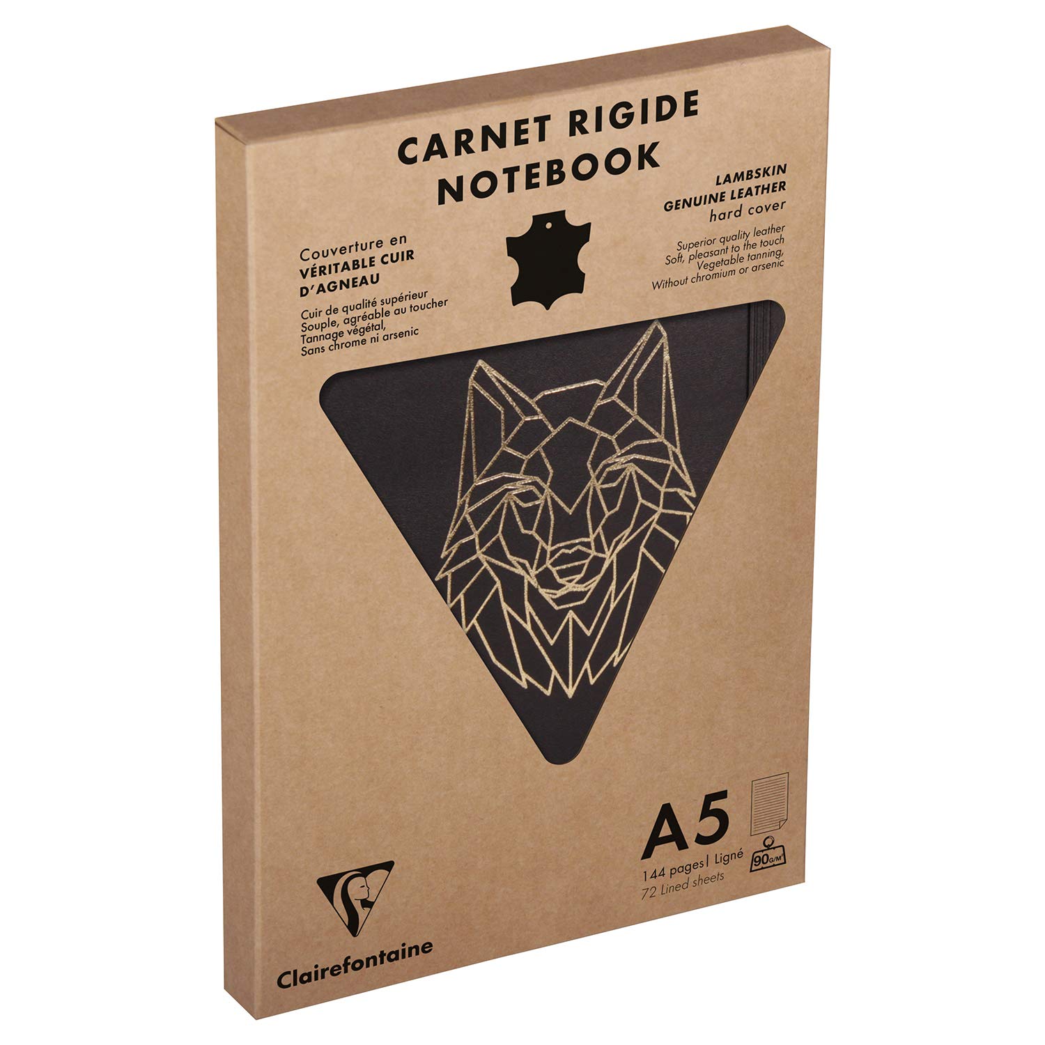 clairefontaine-black-forest-notizbuch-a5-liniert-hardcover-lammleder-wolf image 2