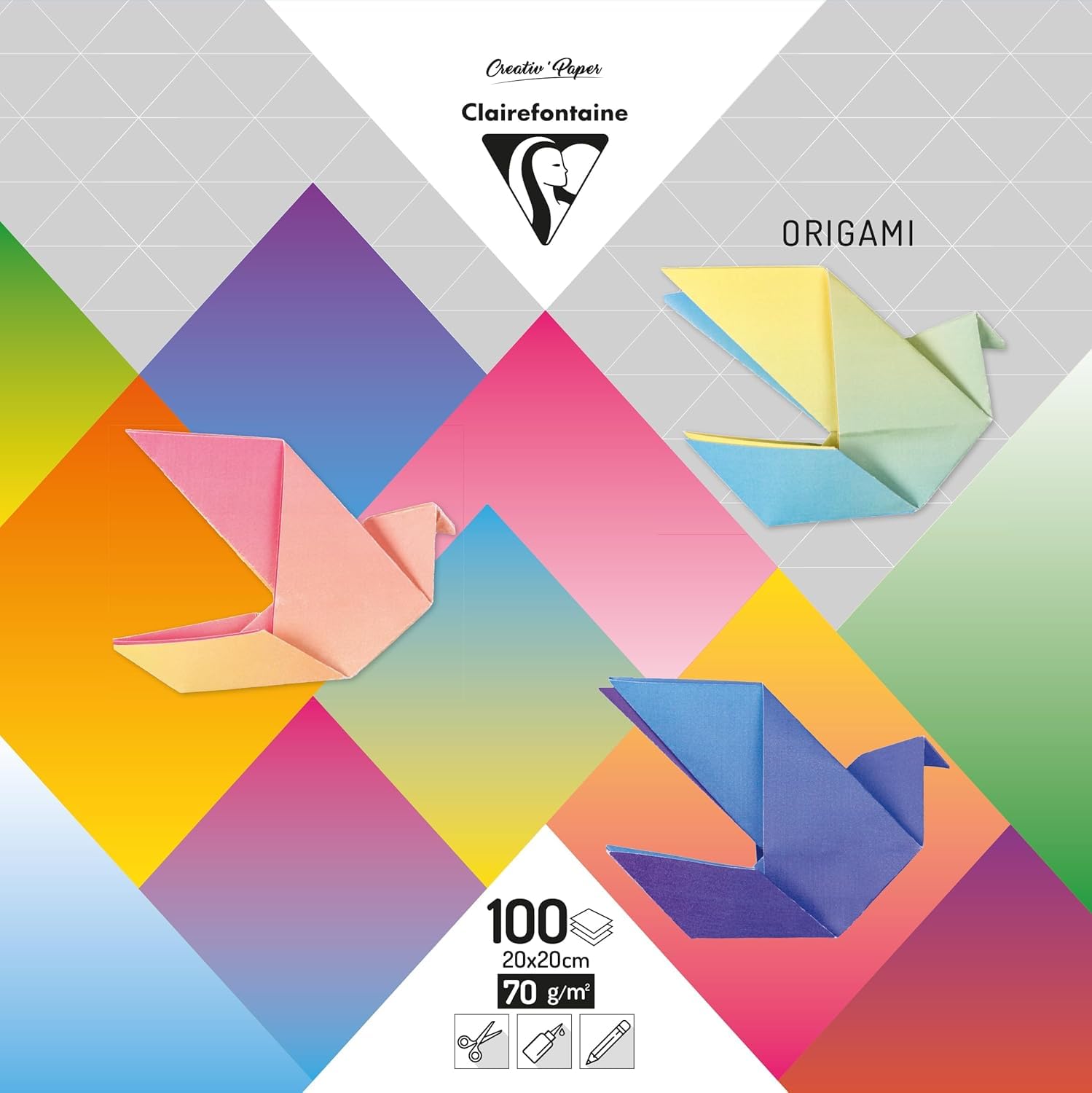 clairefontaine-goldline-origamipapier-20-x-20-cm-80-g-100-blatt-neon image 2
