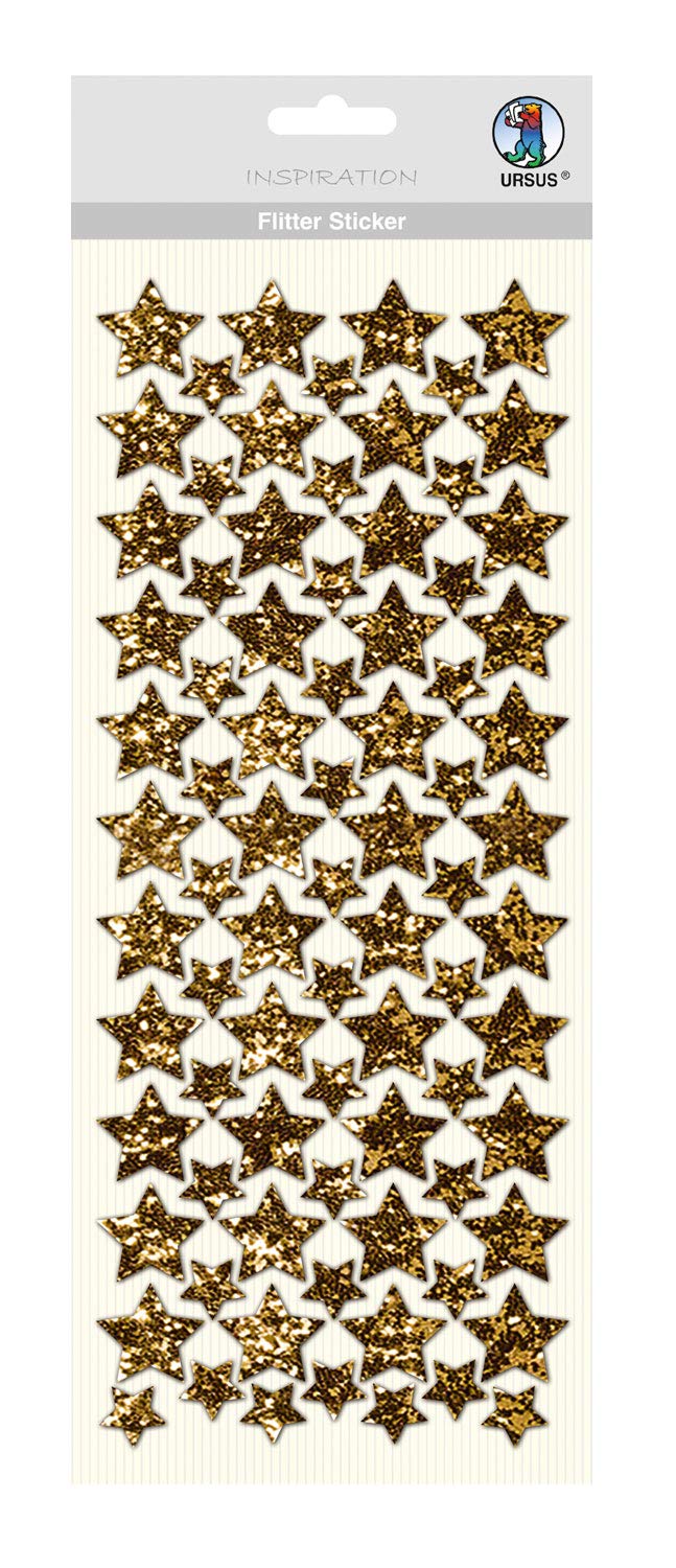 ursus-flitter-sticker-stern-gold-12-x-29-cm-selbstklebende-folienstoff-sticker image 1
