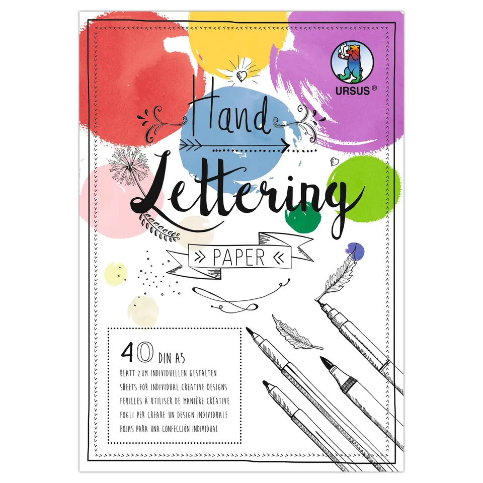 ursus-handlettering-paper-colourful-2498-92-99-40-blatt-din-a5-190-g-m-15-farben image 1