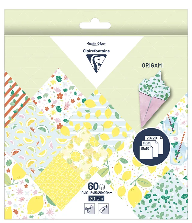 clairefontaine-95360c-origamipapier-10-x-10-cm-70g-60-blatt-limonenfrische image 1