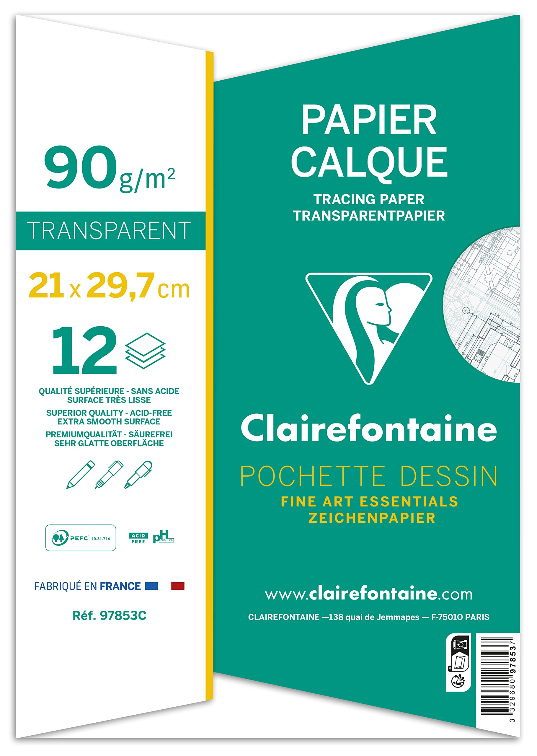 clairefontaine-transparentpapier-mappe-din-a4-90g-12-bogen image 2