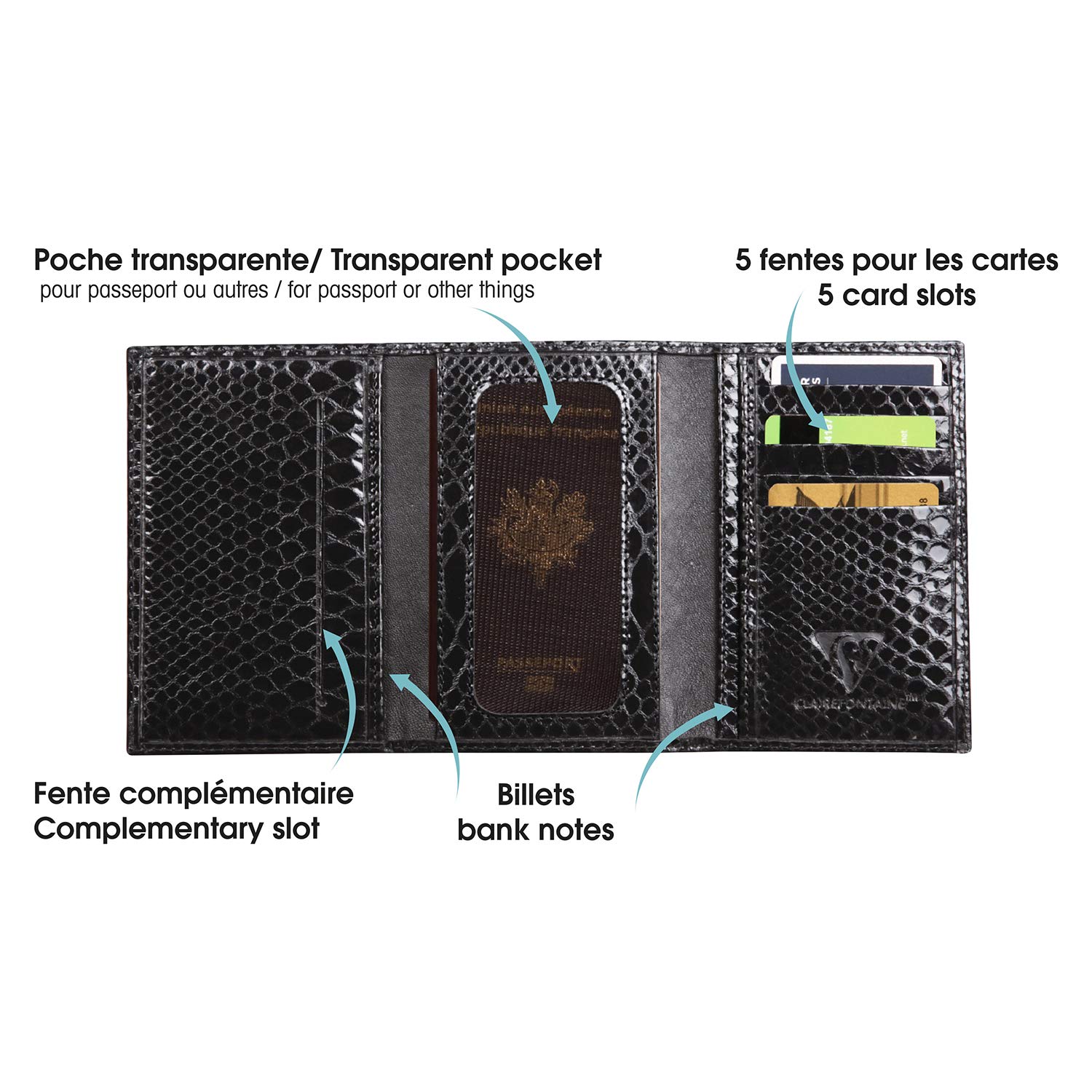 clairefontaine-dokumentenmappe-kartenetui-leder-10x15x1-5-cm-schwarz-python image 7