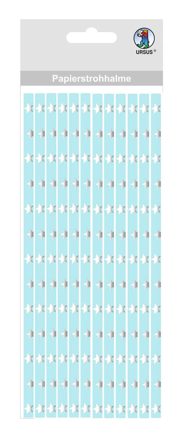 ursus-56760039-papierstrohhalme-mit-sternen-hellblau-gr-e-m-19-5-cm-16-st-ck image 1