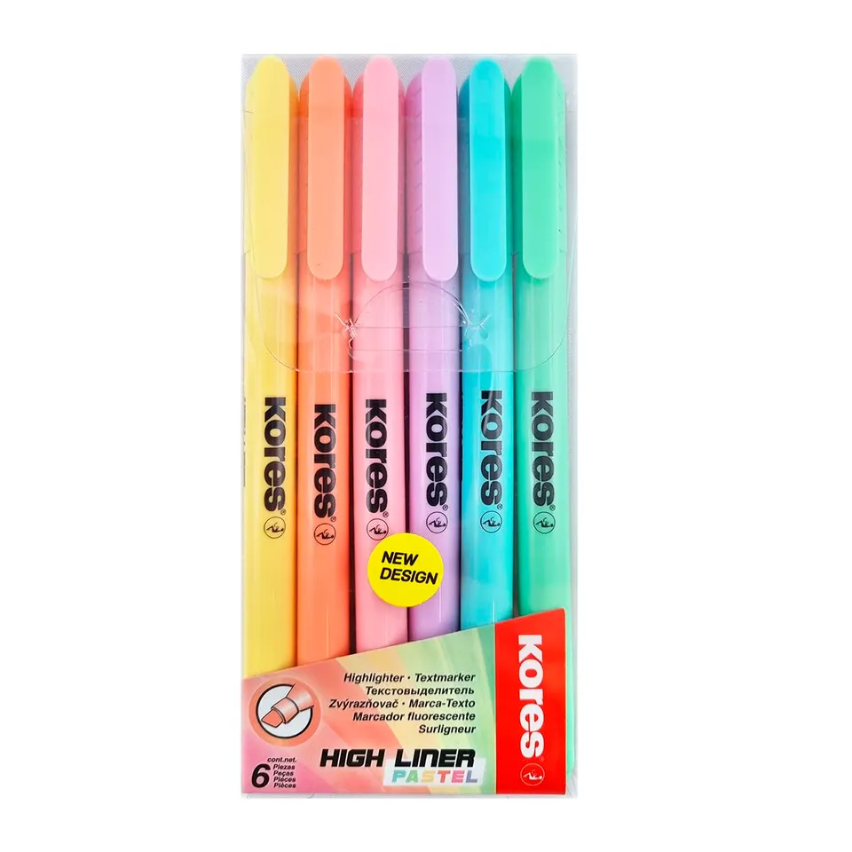 kores-high-liner-pastell-textmarker-set-6-farben-mit-keilspitze image 1