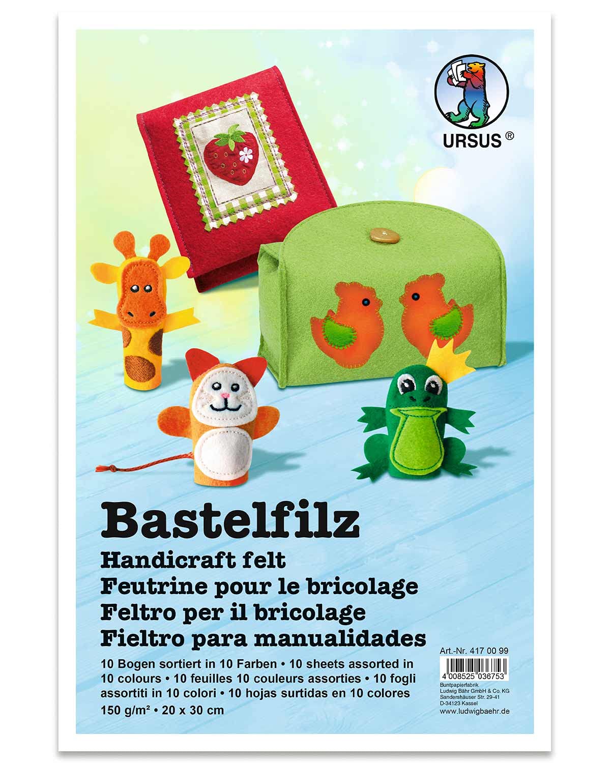 ursus-4170099-bastel-filz-intensiv-150-g-qm-20-x-30-cm-10-farben image 1