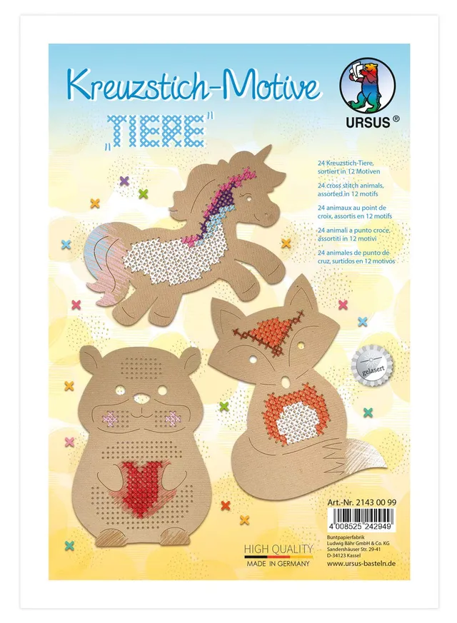 ursus-kreuzstich-tiere-24-blatt-kraftkarton-250-g-qm-12-motive image 1
