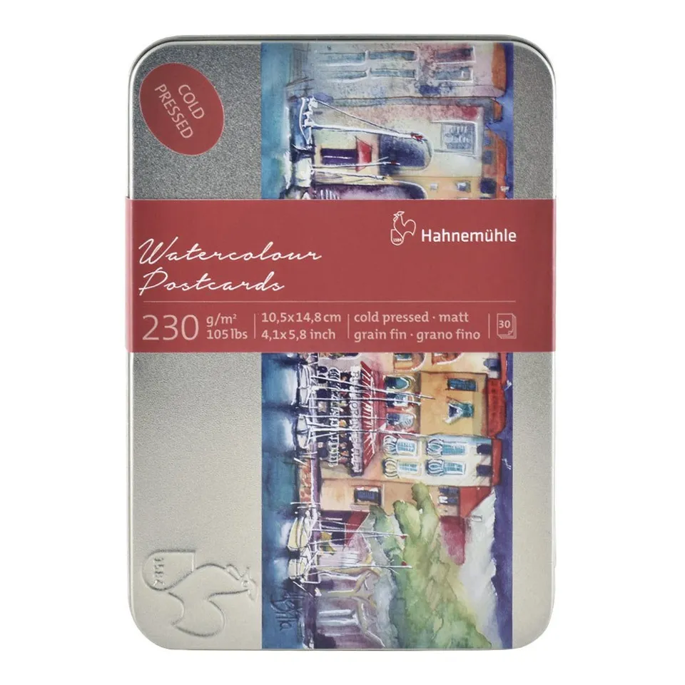 hahnem-hle-harmony-watercolour-aquarell-postkarten-230-g-m-30-karten-in-metallbo image 1