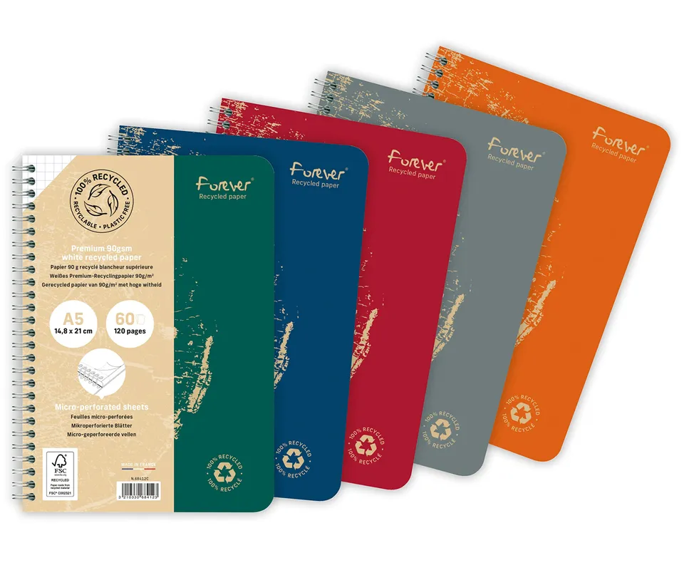 clairefontaine-forever-68412c-spiralheft-a5-60-blatt-kariert-90g-gr-n-recycling image 1