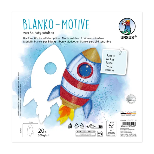 ursus-1712-00-13f-blanko-motive-rakete-20-st-ck-fotokarton-300-g-m-23-x-23-cm image 1