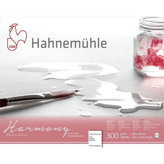 hahnem-hle-harmony-matter-aquarellblock-40-x-50-cm-300-g-m-naturwei-12-blatt image 1