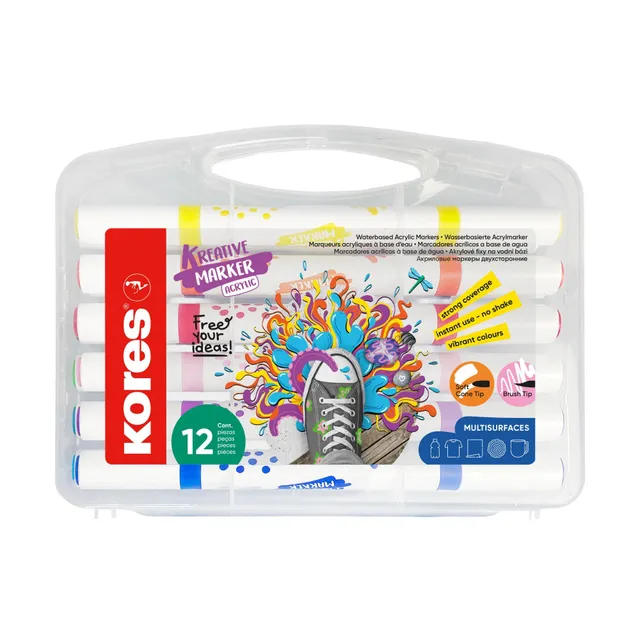 kores-kreative-marker-acryl-duo-tip-set-12-farben-acrylmarker image 1