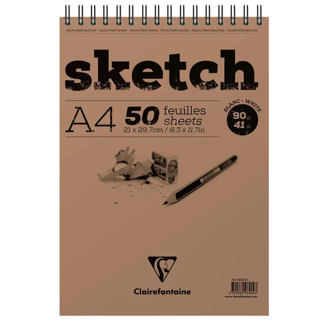 clairefontaine-sketch-skizzenblock-spirale-a4-90g-wei-50-blatt image 1