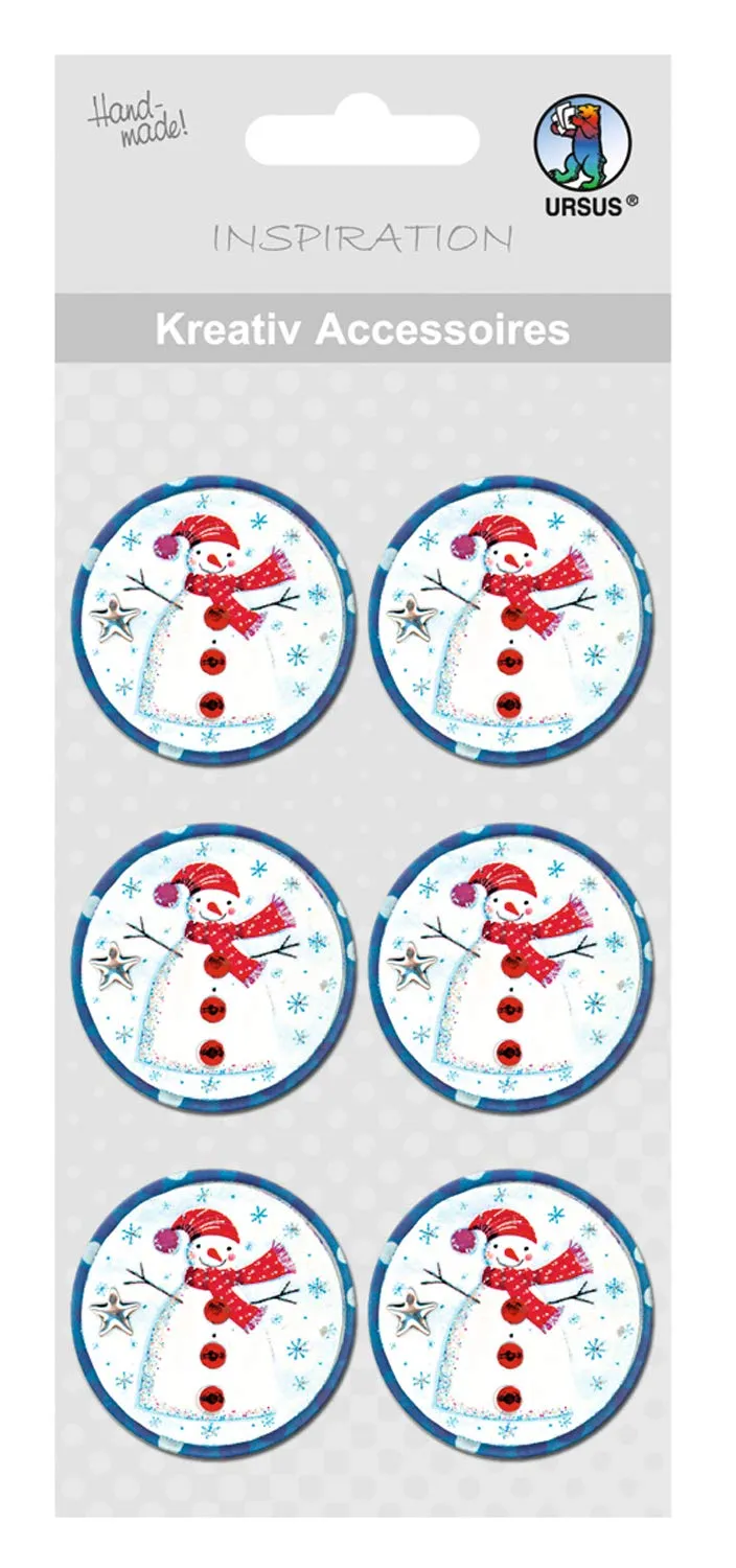 ursus-564000173-kreativ-accessoires-schneemann-rund-6-selbstklebende-sticker image 1