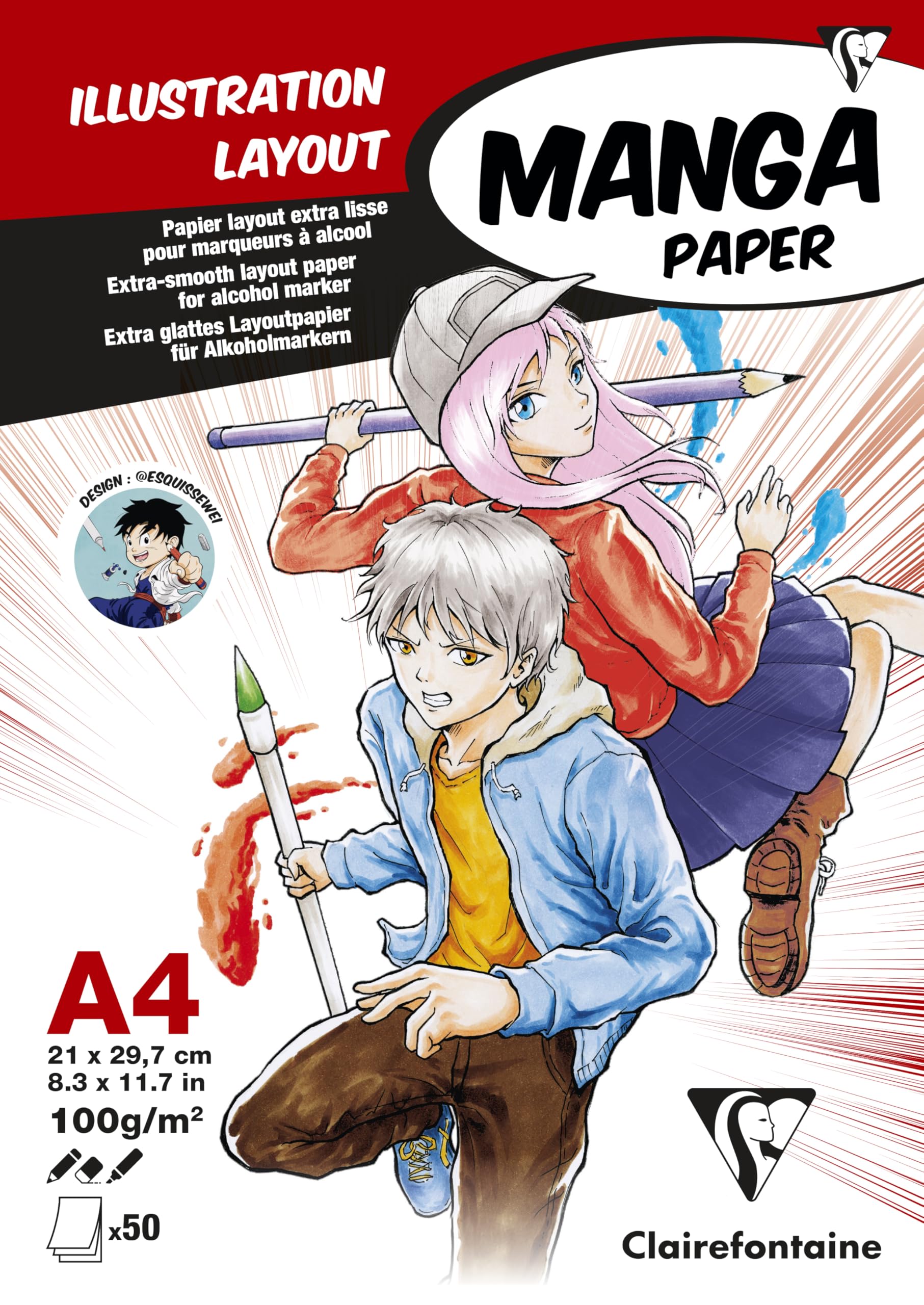 clairefontaine-94042c-layoutblock-manga-a4-50-blatt-100g-wei-alkoholmarkerfest image 1