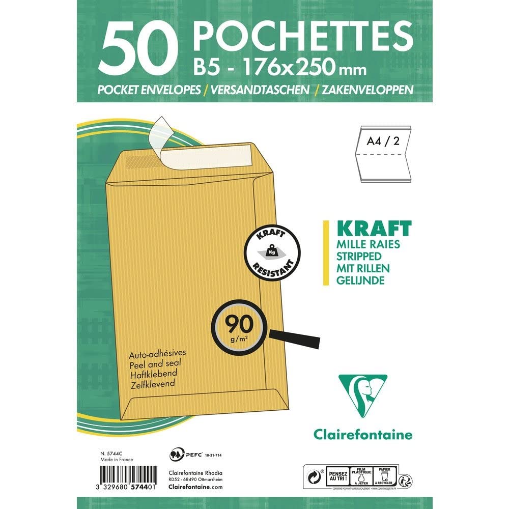clairefontaine-5744c-versandtaschen-kraftbraun-b5-176-x-250-mm-50-st-ck-90-g-sel image 3