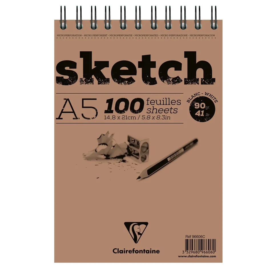 clairefontaine-96606c-skizzenblock-sketch-a5-spiral-50-blatt-90g-wei image 1