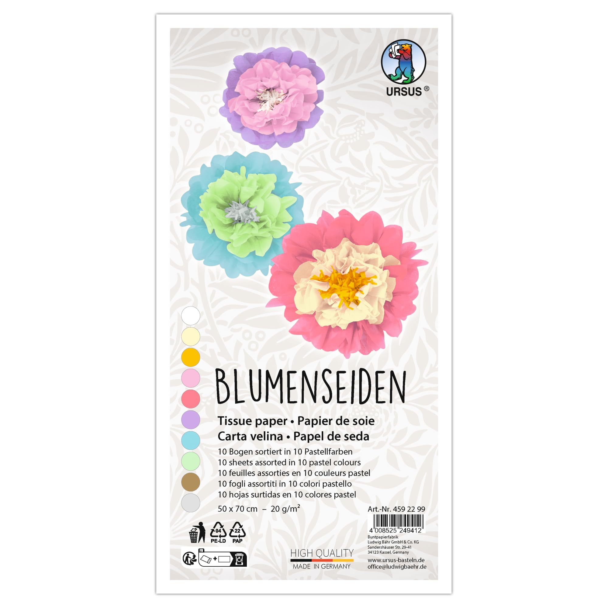 ursus-blumenseide-pastellfarben-4592299-seidenpapier-50-x-70-cm-10-bogen-20-g-m image 1