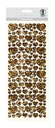 ursus-59490001-flitter-sticker-herz-gold-ca-12-x-29-cm-selbstklebende-herz-aufkl image 2