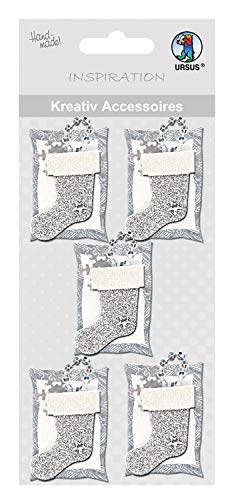 ursus-564000164-kreativ-accessoires-weihnachtsstrumpf-silber-6-selbstklebende-st image 3