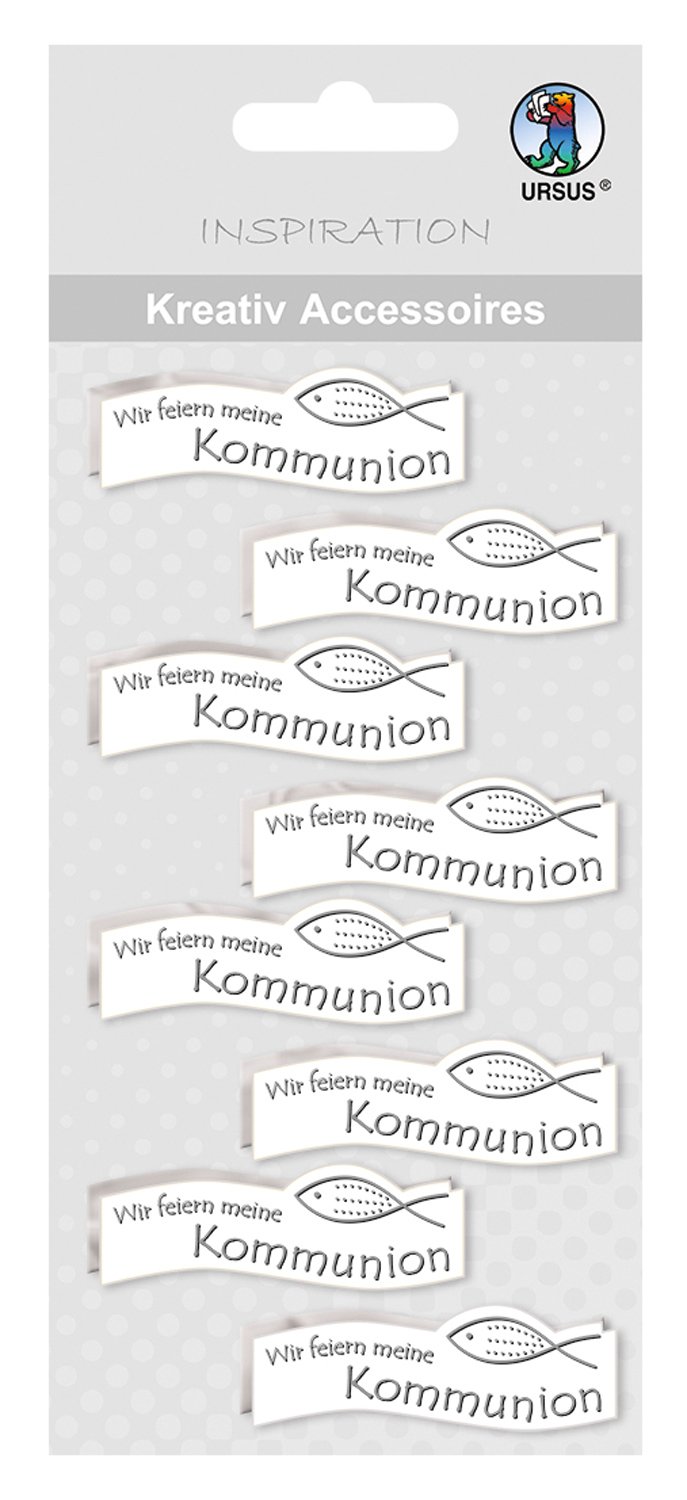 ursus-kreativ-accessoires-fisch-wir-feiern-kommunion-silber-selbstklebende-deko- image 1