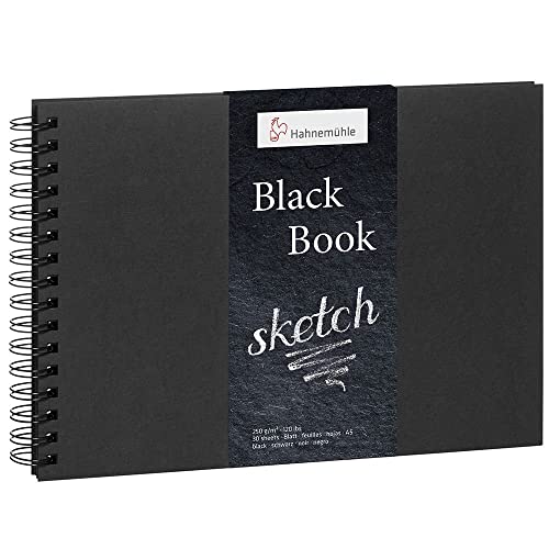hahnem-hle-black-book-skizzenbuch-a5-querformat-250-g-m-30-blatt-schwarz-spiralb image 4