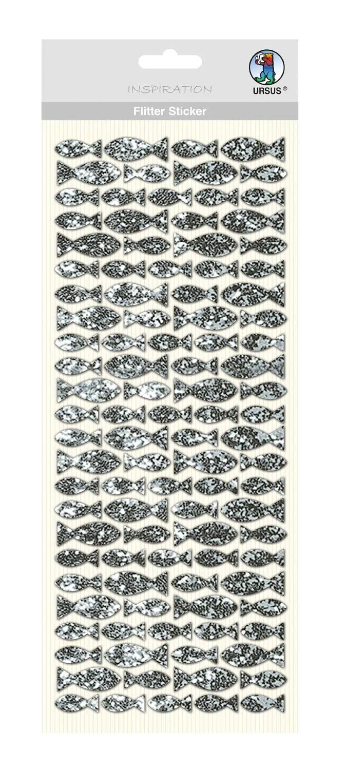 ursus-59480002-flitter-sticker-fisch-silber-12-x-29-cm-selbstklebend image 1