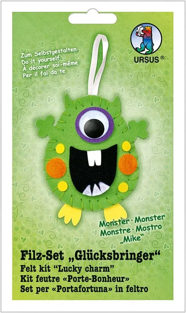 ursus-filzset-gl-cksbringer-monster-mike-ca-12-cm-zum-n-hen image 1