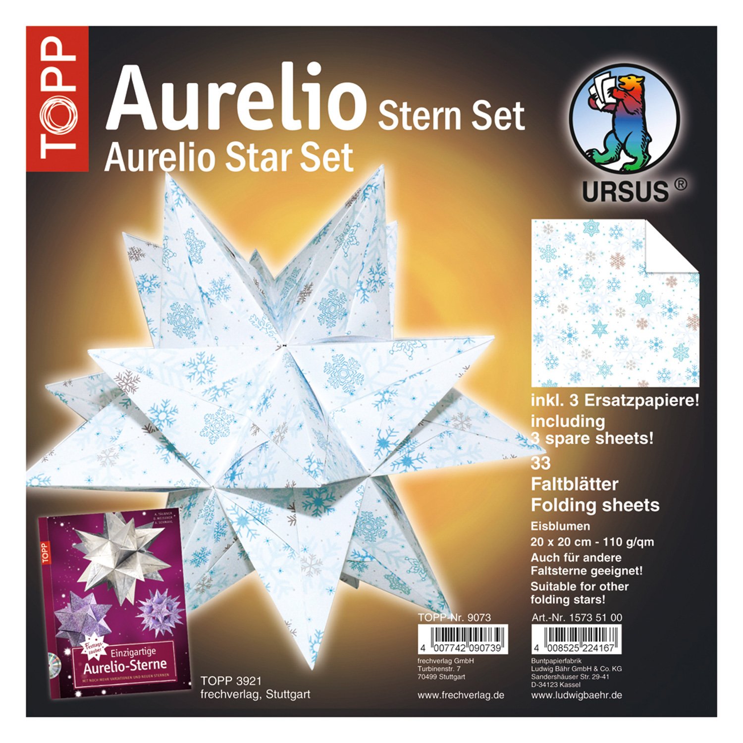 ursus-15405100-faltbl-tter-aurelio-stern-sternchen-rot-gold-33-blatt-20-x-20-cm- image 5