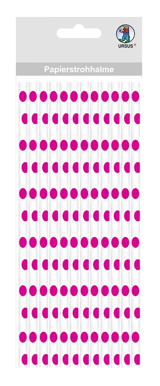 ursus-56750027-papierstrohhalme-mit-punkten-eosin-gr-e-s-24-st-ck image 1