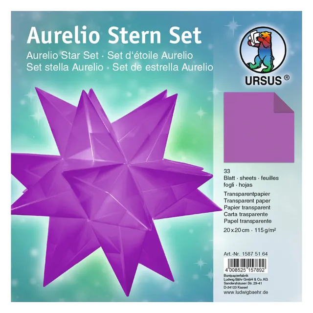 ursus-aurelio-stern-faltbl-tter-uni-aubergine-20-x-20-cm-33-blatt-transparent-11 image 1