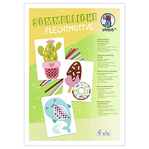 ursus-28230099f-bastelset-flechtbilder-sommer-12-motive-a4-160-streifen image 3