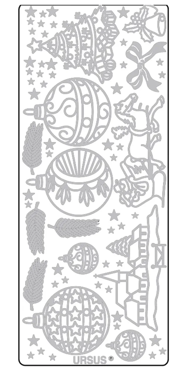 ursus-59310063-kreativ-sticker-weihnachten-2-silber-5-blatt-selbstklebend-10-x-2 image 1