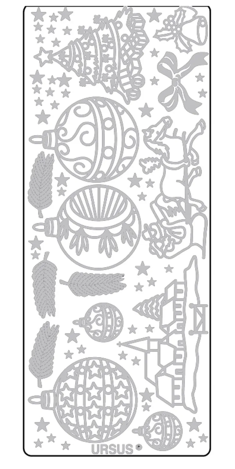 ursus-59310063-kreativ-sticker-weihnachten-2-silber-5-blatt-selbstklebend-10-x-2 image 1